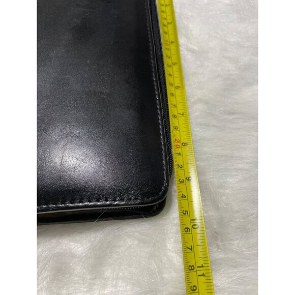 Black Leather Zippered Binder Planner With Card Slots & Ring Binder For Office O - Picture 8 of 9